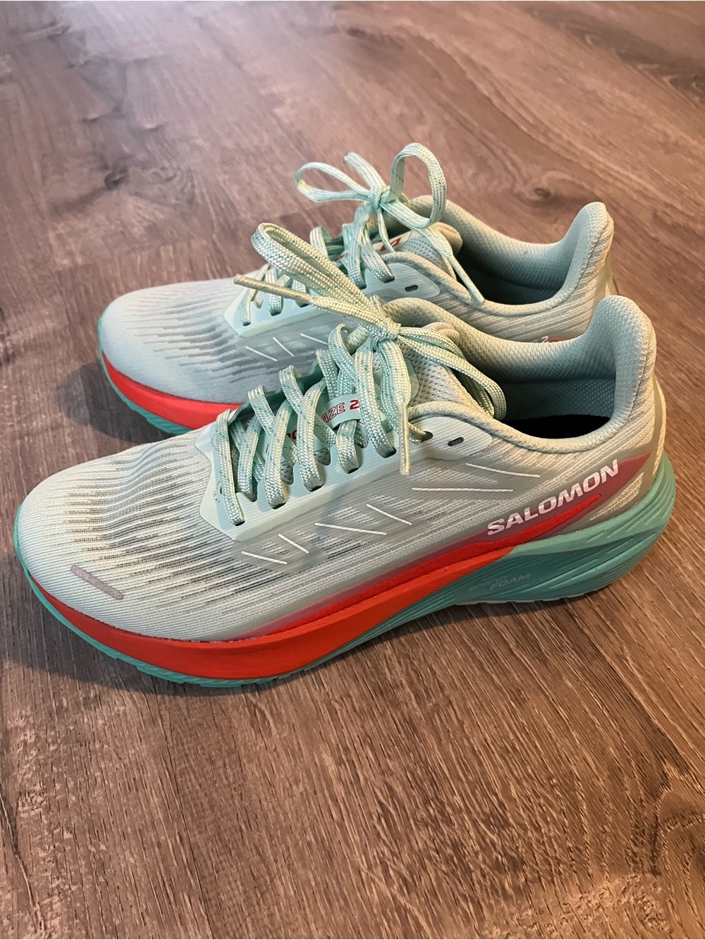 Salomon Women's Mint Green and Coral Road Running Shoes